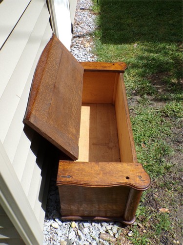 Vintage Solid Oak Trunk Hope Chest Blanket Chest Bed Bench Toy Box Coffee Table - Picture 8 of 14