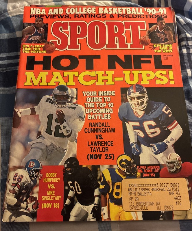 December 1990 SPORT  Magazine  Hot NFL Match-Ups  NBA & College Basketball 90-91