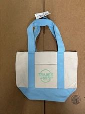 Trader Joe's Mini Pastel Canvas Tote Bag Blue Limited SHIPS NOW