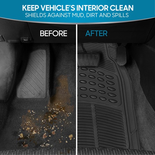 Heavy Duty Black All Weather 3-Piece Floor Mats-Universal Fit Car Truck SUV - Picture 3 of 10