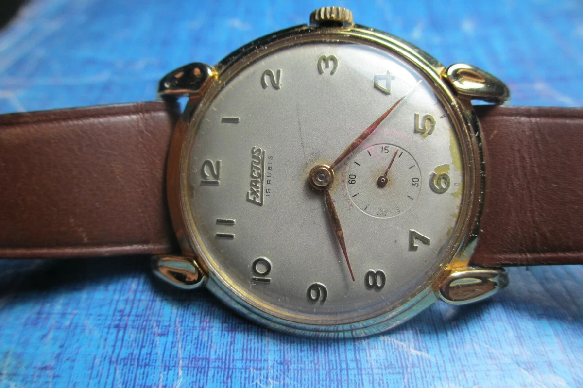 Reloj de pulsera antiguo EXACTUS de cuerda manual 15 rubis 40 mm s c