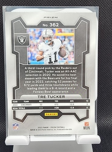 2023 Panini Prizm Football Tre Tucker Green Wave Rookie RC #362 Rifrattore - Foto 2 di 2
