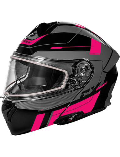 Castle X CX935 Raid Snowmobile Helmet Gloss Pink Glow/Charcoal 2023 - Picture 2 of 3
