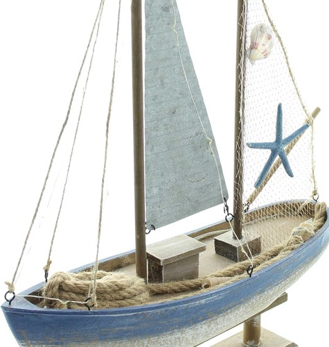 LED-Deko "Segelschiff" aus Holz, 48 cm, maritime Deko, Shabby - Bild 3 von 5