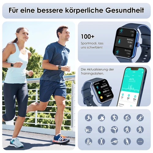 Bluetooth Smartatch für Herren Damen Armband Blutdrucks Schrittzähler Sport-uhr - Bild 6 von 8
