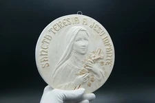 † SAINT THERESE of LISIEUX ROUND PLASTER From SANCTUARY FRANCE SANTA TERESINA †