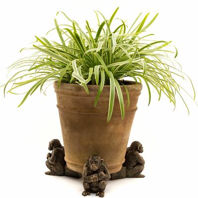 Potty Feet Chimpanzee Figures Planter Riser - Handmade Yard Art Ornaments - 3pcs