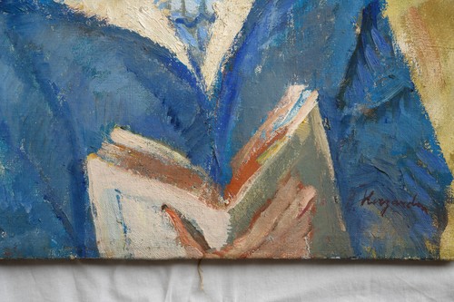 Arte antiguo siglo XIX pintura joven caballero retrato firmado óleo sobre lienzo - Imagen 21 de 24