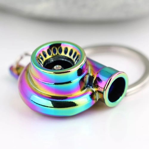 TURBO KEYCHAIN NEO KEYRING RAINBOW METAL TURBOCHARGER SPINNING TURBO KEYRING - Picture 3 of 12