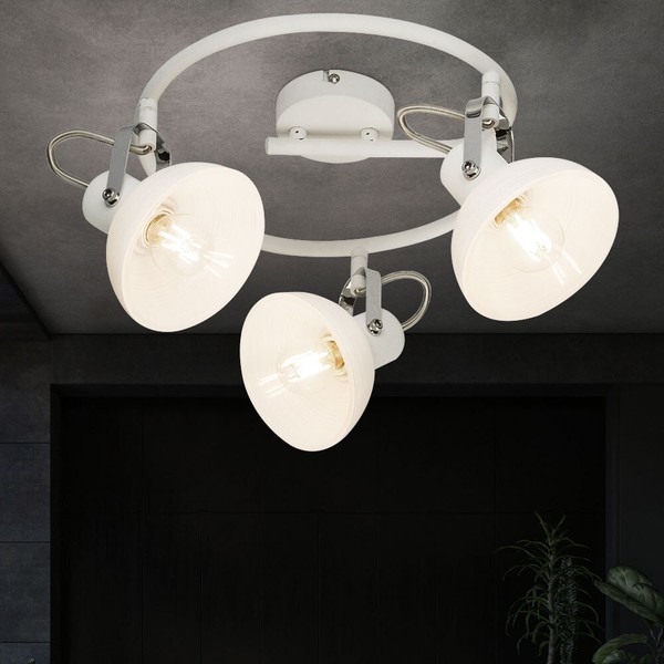 Deckenleuchte Deckenstrahler Lampe Schwenkbar Led Wohnzimmerleuchte Glas Weiß-image