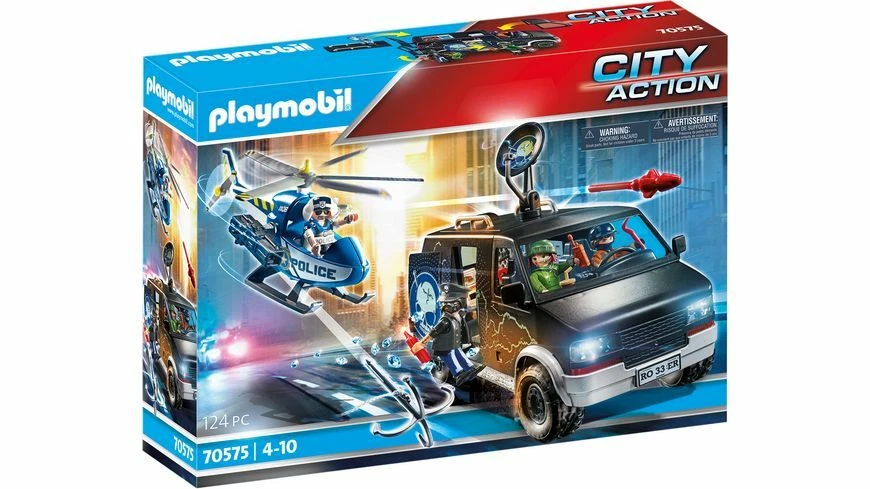 PLAYMOBIL City Action Truck Bandits And Police Officer 70575 Helicopter