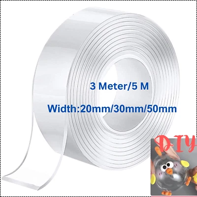 Nano Double Sided Tape MultiPurpose Reusable Strong Washable Adhesive Tape Clear - image 1 of 4