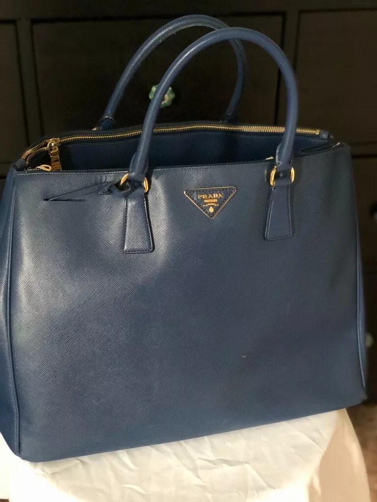 Prada Saffiano Leather Galleria Lux Tote Blue Authentic eBay