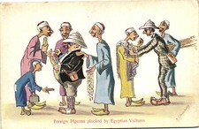 PC EGYPT, FOREIGN PIGEONS PLUCKED BY EGYPTIAN VULTURES, Vintage Postcard(b29686)
