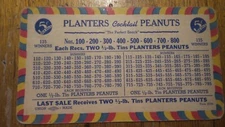 Vintage PLANTERS PEANUTS 5Cent per Sale Promo Card, Winners