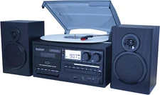 Boytone BT-28SPB Record Turntable System with Bluetooth CD Cassette Black