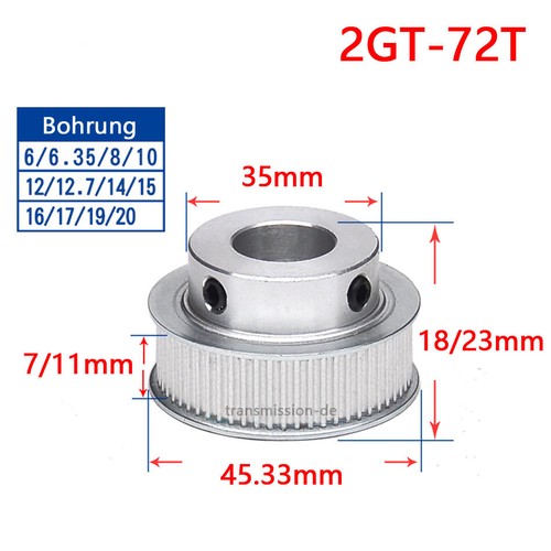 GT2 Zahnrad 2GT 16-100 Zähne Riemenscheibe Breite 7mm Pulley für CNC 3D Drucker - Picture 23 of 26