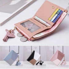 Women's Small Leather Wallet Bifold Card Holder Coins Purse Mini Handbag Gift
