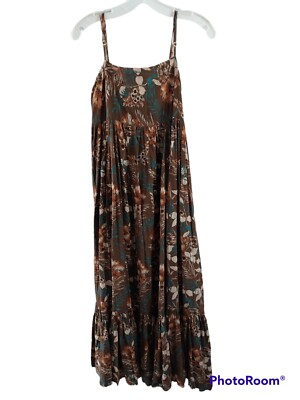 Natural Life M Spaghetti Straps Ruffle Hem Floral Long Maxi Dress Peasant  Boho | eBay