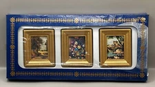 Vintage Mini 3D Resin Wall Art Floral Still Life Village Set Of 3 Italy 2.5 x 2"