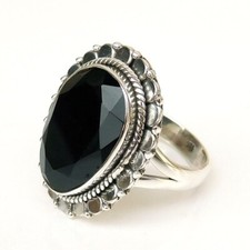 925 Sterling Silver Black onyx Ring, Black gemstone Ring Black Stone Ring-ONX007
