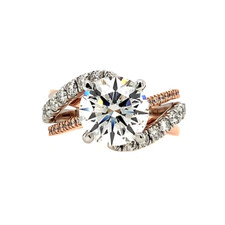 3 Carat Engagement Ring Round Cut Diamond 14k Multi Tone Gold IGI Lab Grown