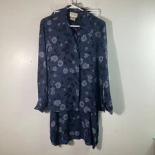 Womens Vintage Field Manor Silk Midi Skirt Set Lined Floral M Silk Polyester