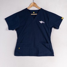 Wink Origins Women's The Bravo V Neck Scrub Top Sz Medium Navy Pima Medical