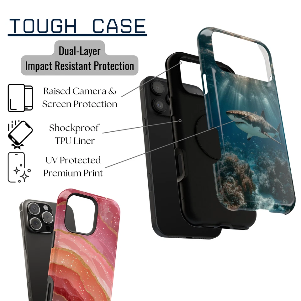 For iPhone, Samsung Galaxy, Pixel | Phone-Ink Case [Dolphins Rainbow Ocean] - Image 4 of 4