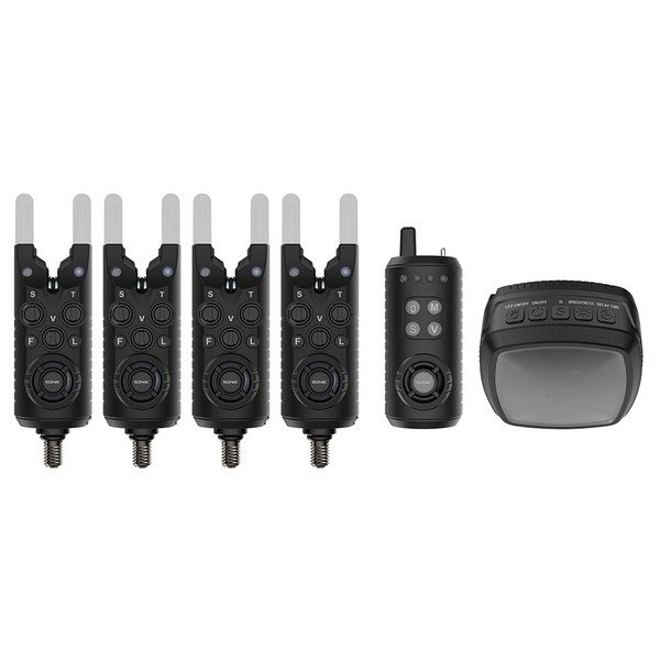 Sonik GIZMO2 Alarm Set 4+1 + Bivvy Lamp - Bissanzeiger Set, Bissmelder, Piepser-image