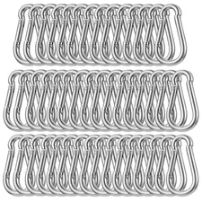 200PCS Spring Snap Hook Carabiner, 3/16" Galvanized Steel Snap Clip Hook, 2" ...