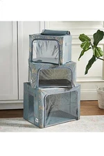 Periea Collapsible Small, Medium and Large Storage Boxes Metallic