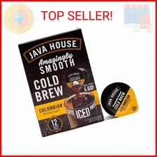 JAVA HOUSE Medium Roast Colombian Cold Brew Pods, (12 Count) Peel and Pour Pods 