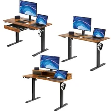 Uimoso Adjustable Height Standing Desk Electric w/ Drawer/Monitor Riser for Home