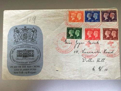 GB STAMPS RARE FIRST DAY COVER 1940 PENNY BLACK CENTENARY LONDON RED CROSS