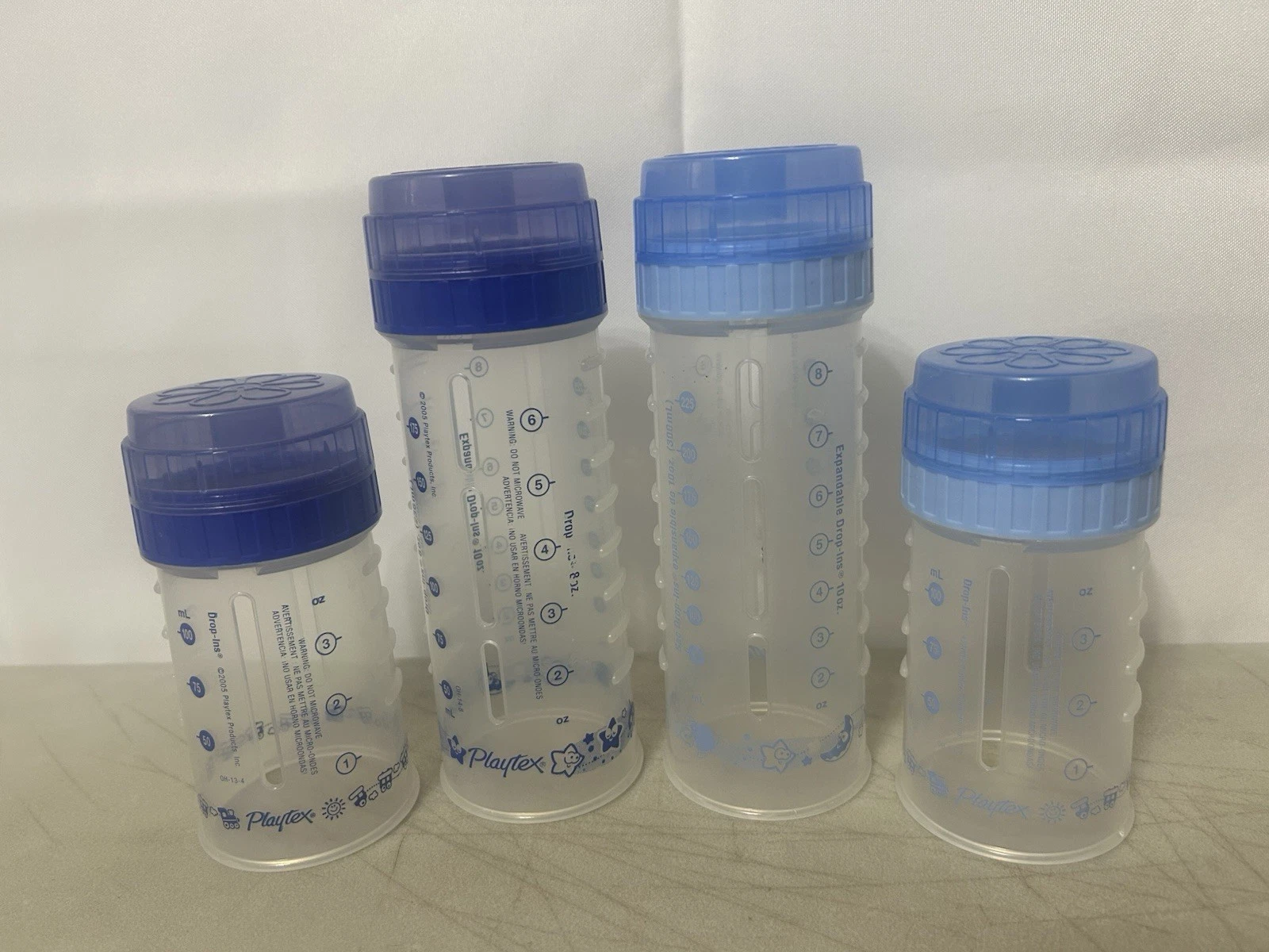 Vintage Playtex Nurser Drop In Baby Bottles Blue Colors No Nipples