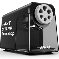 AFMAT Electric Pencil Sharpener Heavy Duty, 6 Holes, Auto Stop Pencil Sharpen...