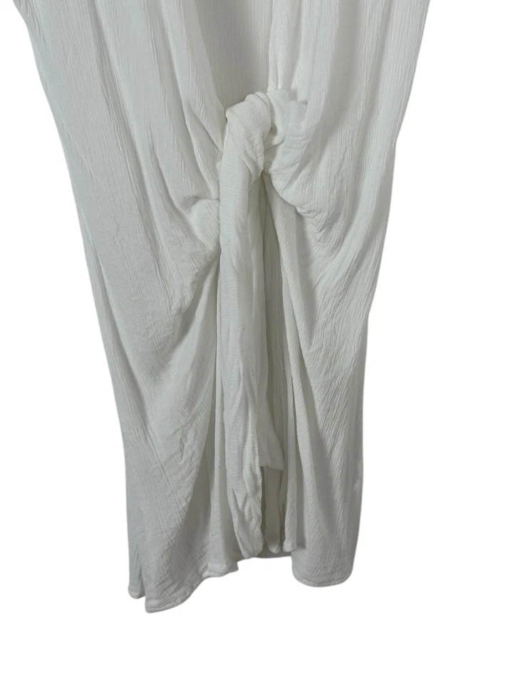 Blusa Elan Branca Gauzy Tie Frente Sem Mangas Top SM Cover Up Lagenlook Coastal - Imagem 3 de 4