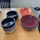 Fiesta Multicolor Ceramic Dinnerware Set Plates Bowls  Oval Platter Glossy