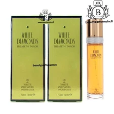 Lot of 2 ~ White Diamonds by Elizabeth Taylor 1 oz 30 ml Eau De Toilette Spray