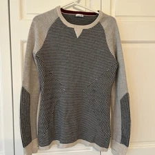 Smartwool Dacono Ski Sweater Merino Wool Black Gray Stretch Knit Women's Size S