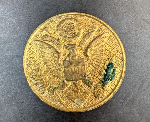 WW1 US Army Military 1920s Gilt Enlisted Hat Cap Badge Pin Insignia 1.5 Inch