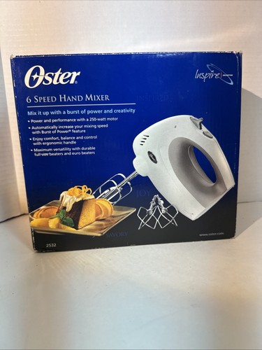 OSTER Inspire 6 Speed Hand Mixer Model 2532 Full Size And Euro Beaters Open Box - 第 1/6 張圖片