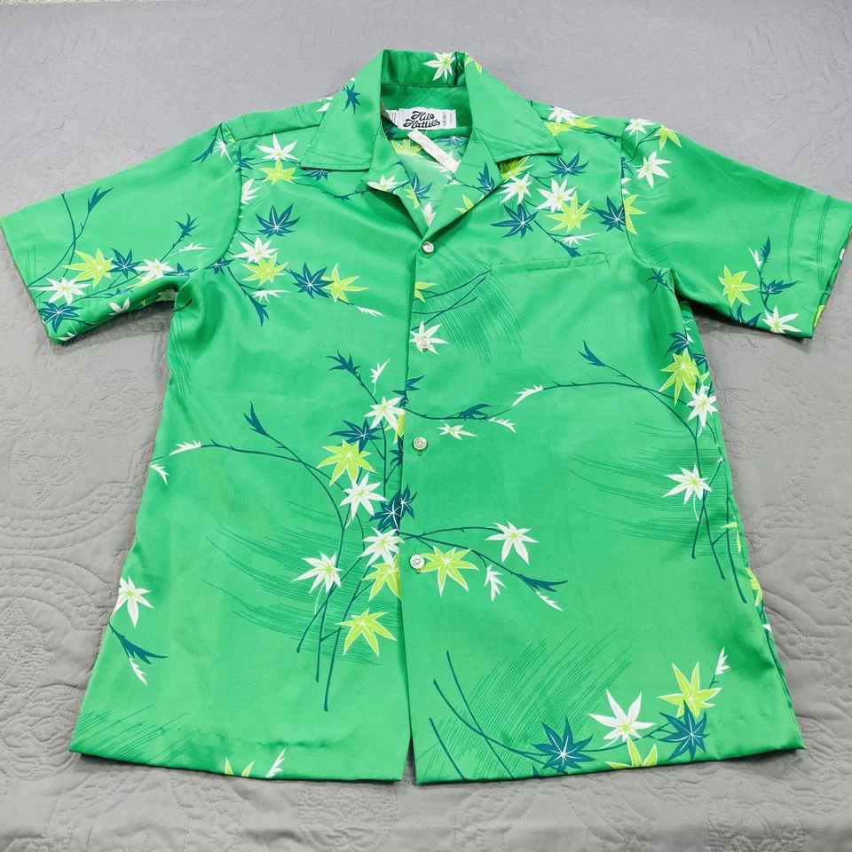 Vintage Hilo Hattie's Shirt Mens Medium Green Aloha Hawaiian Rayon Made in USA - Image 2 of 4