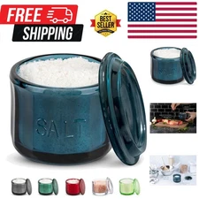 Modern 10 oz Glass Salt Cellar with Lid - Perfect for Sugar, Spices, and More