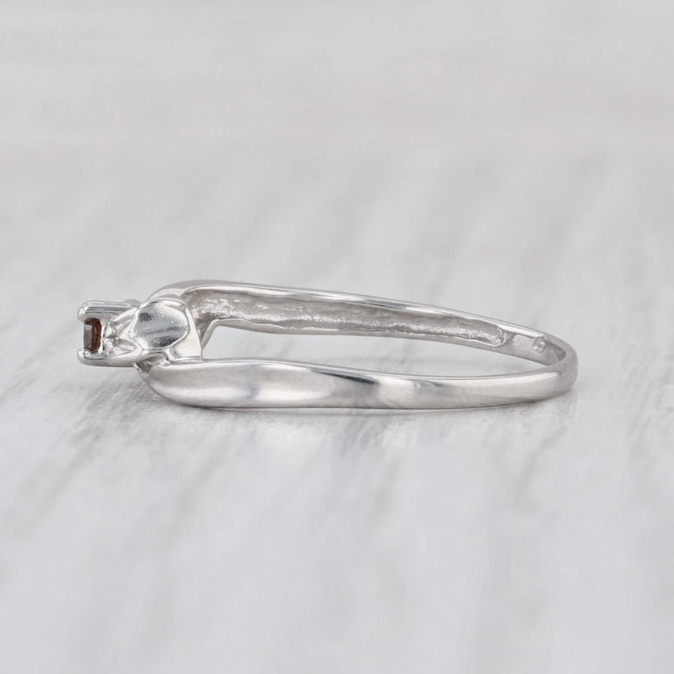 Orange Diamond Bow Ring 10k White Gold Size 8 Stackable - Image 3 of 4