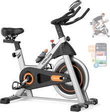 Magnetic Exercise Bike with App, 300 lb Capacity, Low Noise, Tablet Holder