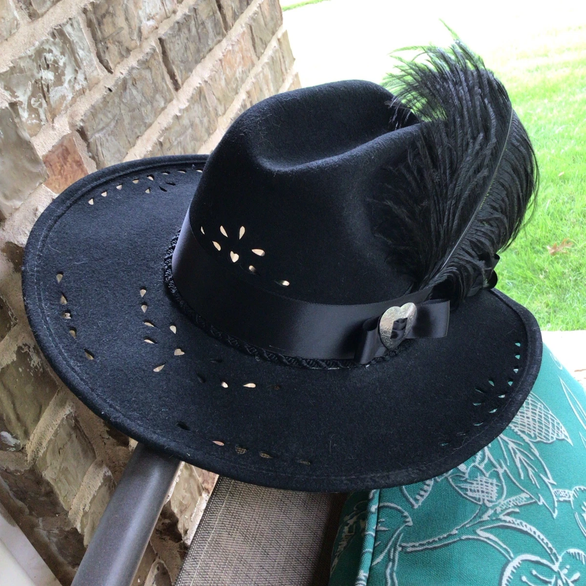 Vtg Brown Wool Nancy Hughes Hat Co Hat Satin Ribbon Bow Roses Lazer Cut 6 3/4 Cowboy Original Vintage Hats for Women for sale | eBay main image 3