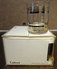 Vintage Culver Regency Glasses Set of 4 Raised 22k Gold Double Old Fashioned MCM