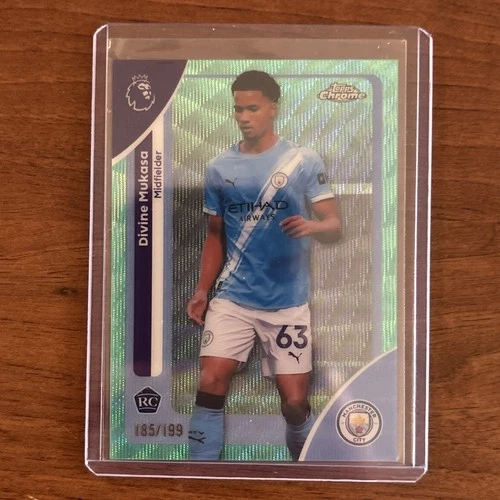 2025-26 Topps Chrome PL - Divine Mukasa #128 Aqua Wave Refractor /199 (RC)